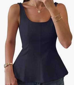 lot 17507 image: Womens 2026 Summer Sleeveless Vest Top Square Neck Cute Casual Tank Tops Fitted Going Out Trendy Outfit S - Retail $20