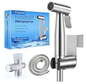 lot 17509 image: New Version Handheld Bidet Sprayer for Toilet, Premium Stainless Steel Bathroom Bidet Sprayer Set, Baby Cloth Diaper Sprayer with Superior Complete Spray Hoses Kit, Support Wall or Toilet Mount - Retail $22