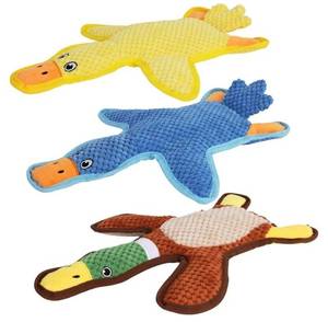 lot 17513 image: Dog Toys 3-Pack Cute Duck Shapes Puppy Toys No-Stuffing Squeaky and Crinkle Interactive Dog Chew Toy for Small to Large Breeds - Retail $15