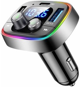 lot 17514 image: FM Transmitter for Car Bluetooth Adapter 5.4,48W PDQC Fast Charging,Hands-Free Calling,Streams SpotifyNavigationMusic via Car Radio,Wireless Upgrade Non-Bluetooth Cars,USB-C,USBTF,12V24V - Retail $16