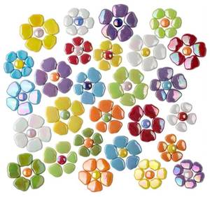 lot 17515 image: Style Flower Mosaic Tiles for Crafts Bulk,1LB Iridescent Mosaic Tiles Supplies, Petal Mosaic Pieces for Garden Decoration,DIY Glass Mosaic Crafts - Retail $18