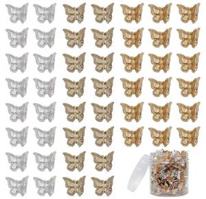 lot 17516 image: 50 Packs Assorted Color Butterfly Hair Clips, Beautiful Mini Butterfly Hair Clips Hair Accessories for Women and Girls (Gold, silver, copper) - Retail $7