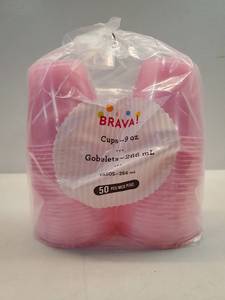 lot 17522 image: Brava Disposable Cups 9 oz Pink 50-Count - Retail $10