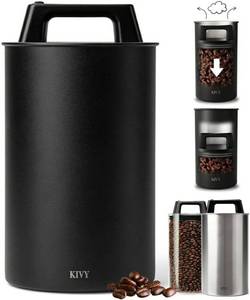lot 17535 image: Vacuum Coffee Canister (Large) - Push Lid Preserves Aroma & Oil - Stainless Steel Airtight Canister - Container for Ground & Coffee Bean Storage - Removes Excess Air. - Retail $40