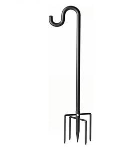 lot 17537 image: Adjustable Shepherd Hook for Outdoor, Extra Thick Bird Feeder Pole with 5 Prong Base, Adjustable Shepards Hook for Garden, Weddings, Hanging Plant. - Retail $25