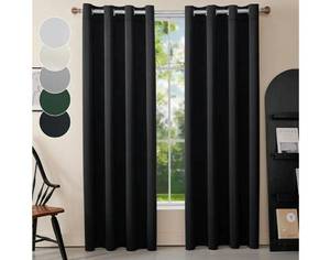 lot 17539 image: 2 Panels Set Blackout Curtains Drapes, Room Darkening Insulated Thermal Window Panels for Bedroom, Living Room, Elegant Decorative Thicken Window Treatments, 52 X 72 in (W X L), White - Retail $30
