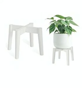lot 17544 image: Wood 9 x 10 Plant Stand Indoor Outdoor, Wooden Single Floor Plant Pot Holder. - Retail $24