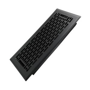 lot 17558 image: 4x10 Inches Heavy Duty Walkable Floor Register - Easy Adjust Air Supply Lever Decorative Floor Vent Covers - Boston Design Vent Covers for Home - Matte Black - Retail $20