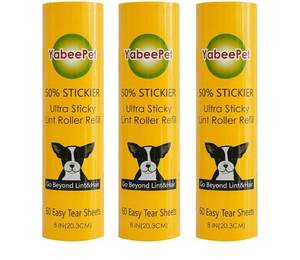 lot 17560 image: 8 inch Large Surface Roller Refill for Scotch-Brite 50% Stickier Lint Roller, Works Great On Pet Hair (60 Sheets per Roll, 5 Pack Refills) - Retail $30