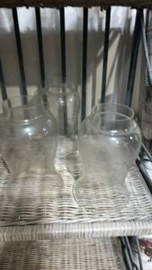 lot 40435 image: Etched Glass Hurricane Lamp Shades Set of 3