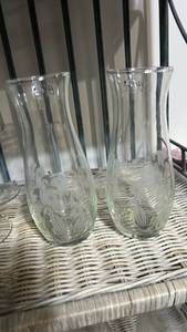 lot 40440 image: Pair of Etched Crystal Floral Bud Vases