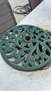 lot 40475 image: Cast Iron Decorative Patio Umbrella Table Insert Ring
