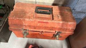 lot 40502 image: Tuff-Box Red Tool Box with Assorted Hand Tools