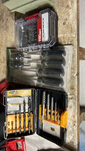 lot 40505 image: Mixed Hand Tool Lot - Screwdriver Set, Brad Point Bit Set, and Screw Extractor Set