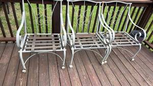 lot 40517 image: Wrought Iron Patio Arm Chairs Set of 3