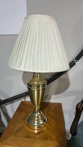 lot 60481 image: Brass Urn Table Lamp with Pleated Shade