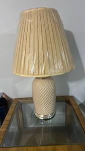 lot 60483 image: Ceramic Swirl Table Lamp with Pleated Shade