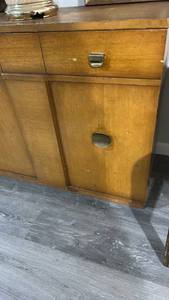 lot 60488 image: Mid-Century Modern Walnut Credenza with Brass Hardware