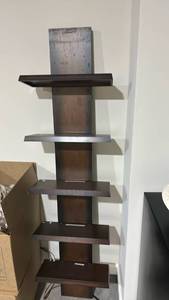 lot 60497 image: Dark Espresso Wood Wall-Mounted Vertical Spine Bookshelf