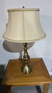 lot 60502 image: MCM Brass Tone Table Lamp with Bell Shade