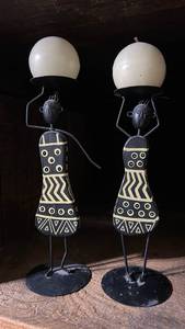 lot 60508 image: African Tribal Figure Candle Holders Set of 2