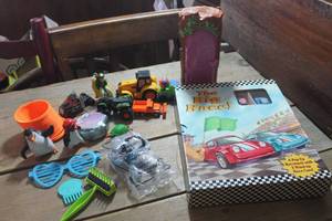 lot 1540 image: Misc. Toys and Racetrack with Wind Up Cars