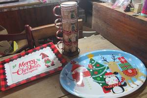 lot 1548 image: Christmas Coffee Cups and Serving Trays