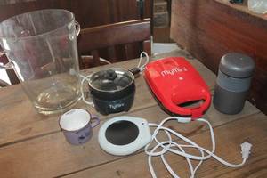 lot 1611 image: Large Glass Ice Bucket, Coffee Warmer and More