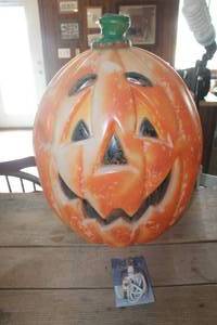 lot 1624 image: 25 Tall Blow Mold Pumpkin with NIP Light Kit