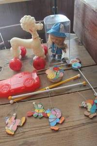 lot 1643 image: Vintage Dream Doll wTag, Clown Mobile & More