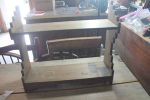 lot 1647 image: Wood Knick-Knack Shelf 19 w x 17 tall