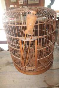 lot 1650 image: Vintage Wood Bird Cage needs repaired