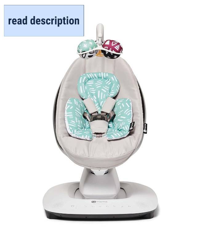 lot 171145 image: Retails for $253 4moms MamaRoo Multi-Motion Baby Swing in Classic Grey with Mesh Infant Insert, Mint