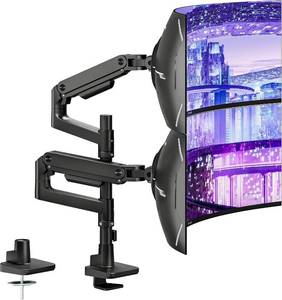 lot 142226 image: Retails for $120 ARES WING Dual Monitor Arm Desk Mount for 17-49 Inch Ultrawide Monitors, Heavy Duty Dual Monitor Mount Holds 44 lbs, Full Motion Gas Spring Vertical Monitor Mount, 75100 VESA Mount, Black