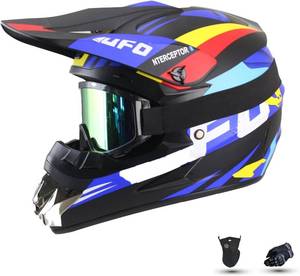 lot 142246 image: Youth Dirt Bike Helmet DOT Approved Dirtbike Helmets for Kids ATV Helmets with Goggles, Gloves & Mask, for Dirt Bike, ATV, BMX Off-Road (Black-UFO, Large)