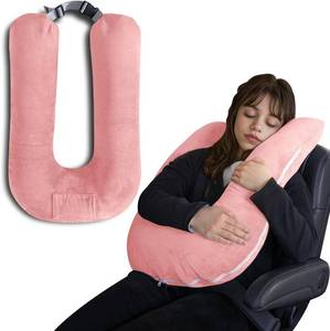 lot 142250 image: QUEEN ROSE Car Travel Pillow for Sleeping, Adjustable Head Support for Adults & Kids, Breathable Soft Neck Cushion for Road Trips, Machine Washable Cover, Pink