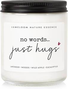 lot 142256 image: LUMELOOM Sympathy Gifts for Loss of Loved One- 9oz Lavender Scented Candle  Memorial Gifts, No Words Just Hugs, Bereavement, Grief, Think of You, Miscarriage, Get Well Candle for Women, Soy Wax