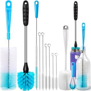 lot 142259 image: Holikme Bottle Brush Tube Cleaning Lab Set with Long Handle,White  Straw Cleaner Brush for Cup Cleaner for Washing Narrow Neck Beer Wine Decanter Pipes Lids Sinks Cap Covers