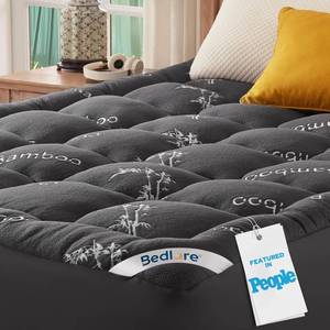 lot 242136 image: BEDLORE King Mattress Topper Viscose Bamboo, Thick Pillow Top Mattress Pad  Stretchable Pockets Fit 6-18 Mattress, Soft Breathable Mattress Topper for Back Pain Relief and Hot Sleepers(Dark Gray)