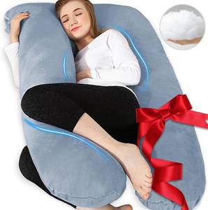 lot 242138 image: Chilling Home Pregnancy Pillows - U Shaped Maternity Pillow for Pregnant Women with Velvet Removable Cover - 55 inch Pregnancy Pillows for Sleeping - Body Pillows for Adults Full Support - Grey