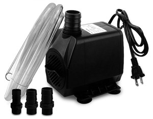lot 242140 image: PULACO Large Flow 800GPH 3000LH Submersible Pump with 6.5 ft Tubing, 45Watt Durable Fountain Water Pump With 4 Nozzles For Above 80 gallons Fish Tank or Pond