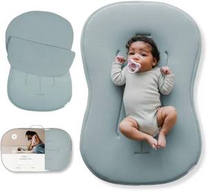 lot 242154 image: snuggle me Organic Newborn Baby Infant Lounger Pillow & Travel Bag - Slate  CSPC Compliant, Premium Organic Cotton With Snugglecore, Machine Washable Cover, Baby Nest, Baby Registry Essential