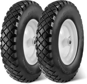 lot 242155 image: MaxAuto 4.80 4.00-8 Flat-Free Wheelbarrow Tire, 4.804.00-8 Tire and Wheel wGrease Fitting, 3 Centered Hub, 34 Bearings, 4.80 4.00-8 Tires for Hand Truck, Trolley, Garden Cart, Wagons