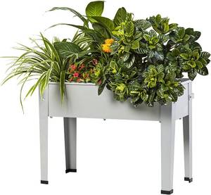 lot 242162 image: Metal Raised Garden Bed,Raised Planter Box with Legs,Herbs and Vegetables Planter Suitable for Outdoor Patio Deck and Porch (Mini Gray)