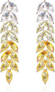 lot 242173 image: Gradient Rhinestone Tassel Wheat Stud Earrings for Woman Long Crystal Leaf Dangle Drop Statement Earrings Wedding Brides Brides Jewelry Gifts