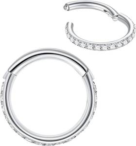 lot 242176 image: 316L Surgical Steel Seamless Nose Ring Cartilage Hoop SilverGoldRose GoldBlack 16G 18G 20G 6mm-12mm CZ Paved Helix Rook Tragus Lobe Body Pierecing Jewelry Segment Clicker Lip Rings Rook Earrings