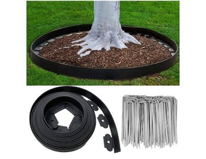 lot 342163 image: Garden Edging Border 49FT, 3IN Tall Plastic Landscape Edging Kit Flexible Edging with 75pcs Metal Spikes, Tool-Free Lawn Edging for Flowerbeds, Yard, Paving, Pathway
