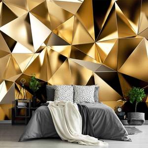 lot 342165 image: Retails for $170 Gold Geometry 3D Space Wallpaper Bedroom Extra Large wall murals Living Room couches Mural - 195x120 Its not Peel and Stick