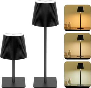lot 342168 image: LUTEC 2 Pack Cordless Table Lamp,6000mAh Rechargeable Battery Operated Desk Lamp,Two Adjustable Heights,Waterproof, Touch Control & 3 Color Stepless Dimming for RestaurantBedroomBarsOutdoor (Black)