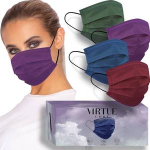 lot 342169 image: VIRTUE CODE Seamless Essentials Face Masks - Soft 3 Ply Comfort 50 Disposable Face Masks
